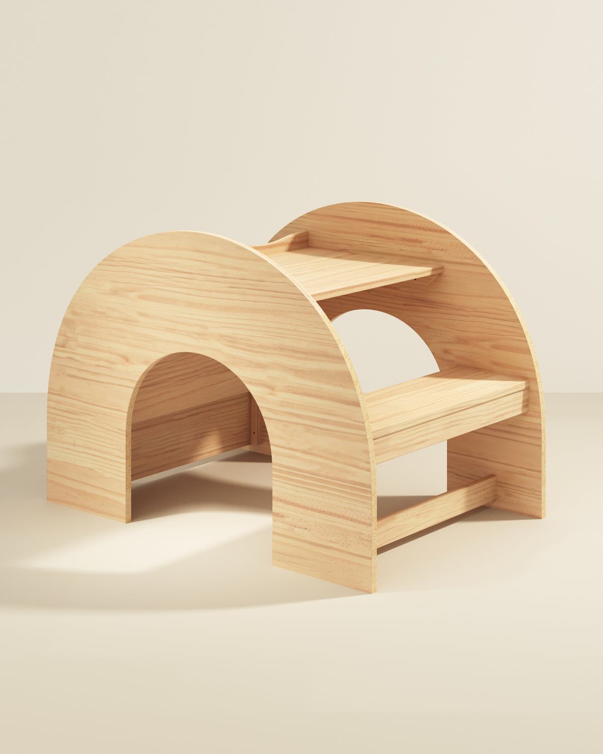 Arco de escalada Pikler de madera de pino con estantes